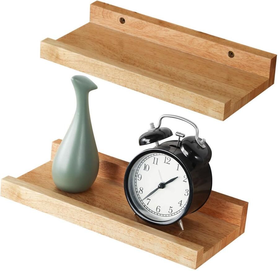 Ibenzoa Multifunctionele Houten Wandplanken Set – 2 Stuks 30 x 12 cm Zelfmontage