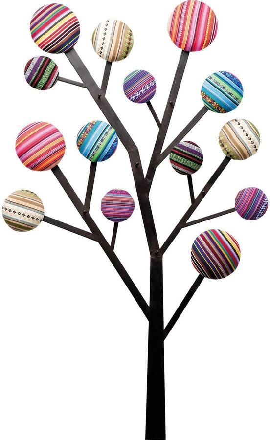 Ibenzoa Multifunctionele Kleurrijke Wandkapstok met Katoenen Knopen en 6 Haken voor Entree en Hal