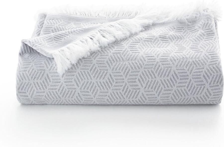 Ibenzoa Multifunctionele Overdekkingsdoek voor Bank en Bed Geometrisch 180 x 140 cm Lichtgrijs