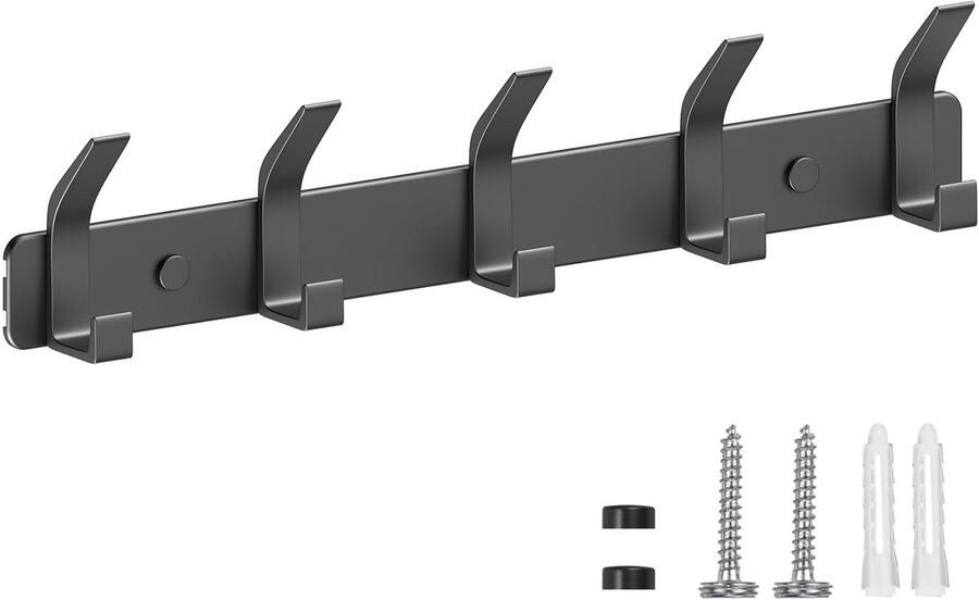 Ibenzoa Multifunctionele Wandkapstok met 5 Roestvrij Stalen Haken Grijs