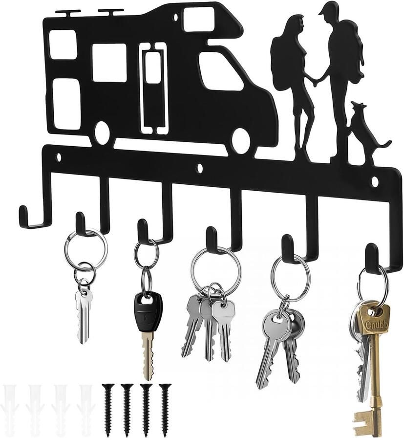 Ibenzoa Muurbeugel voor Sleutels Zwart met 6 Haken Stijlvol & Functioneel