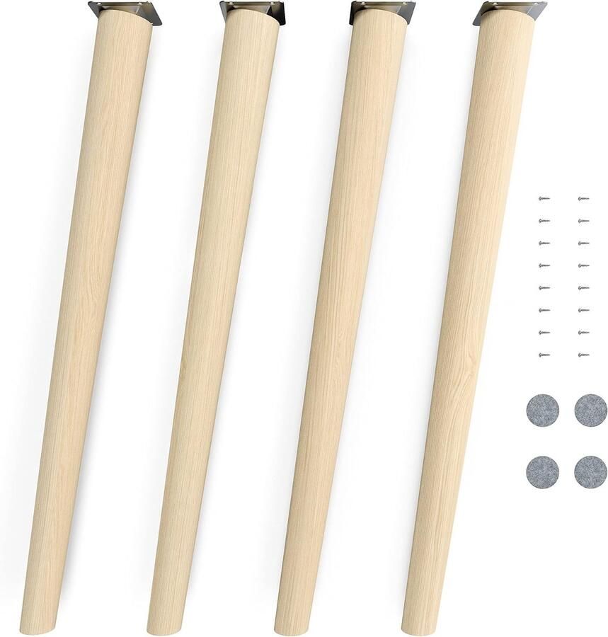 Ibenzoa Natuurlijk Beukenhout Tafelpoten Rechte Conische Ontwerp 71cm Hoogte Geschikt voor Tafels