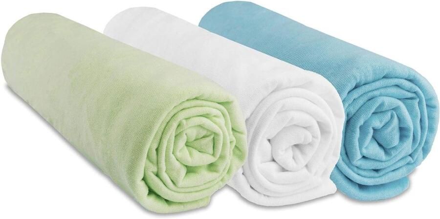 Ibenzoa Natuurlijk Katoen Baby Bed Laken Set 70x140 cm Anijs Wit Turkoois 3 Stuks