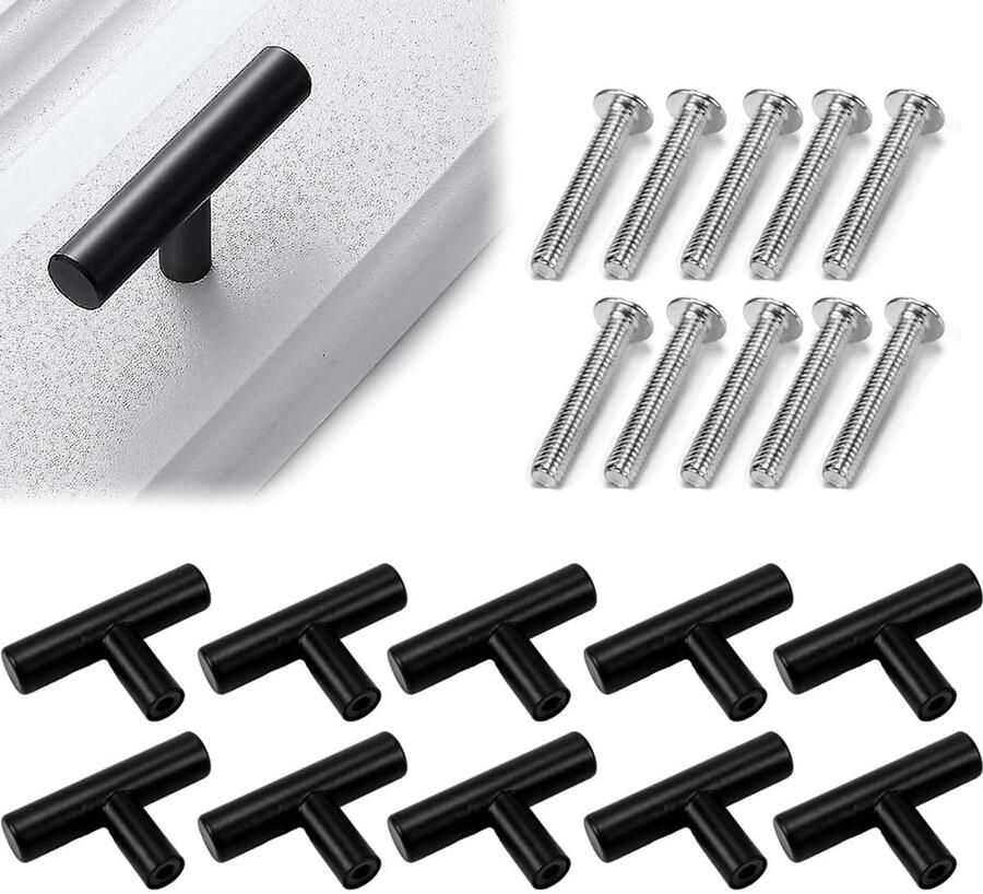 Ibenzoa Nieuwe Set Zwarte Meubelknoppen voor Moderne Woondecoratie 10 Stuks Inclusief Schroeven