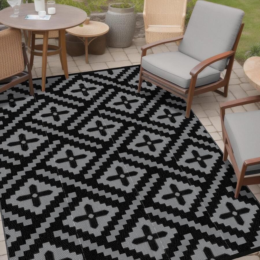 Ibenzoa Omkeerbaar en waterdicht outdoortapijt voor tuin balkon en camping