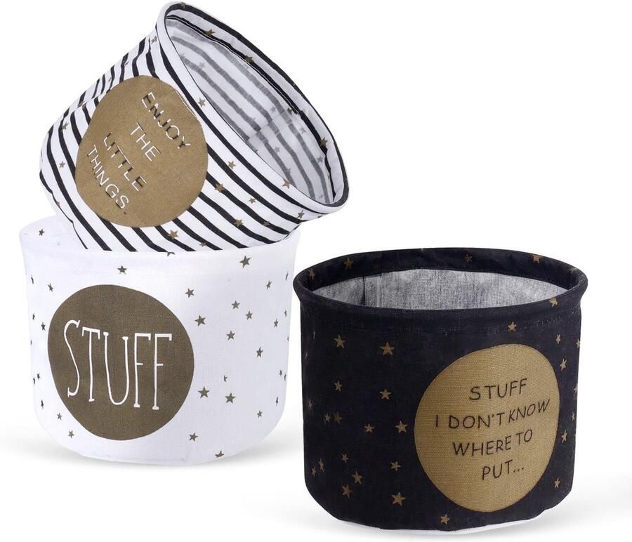 Ibenzoa Opvouwbare Canvas Opbergboxen Set van 3 met Waterbestendige Binnenkant voor Bureau en Huishoudelijk Gebruik