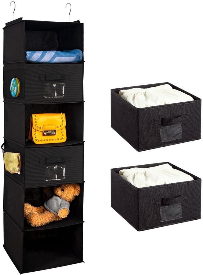 Ibenzoa Opvouwbare hangorganizer met zes vakken en twee laden voor kledingopslag