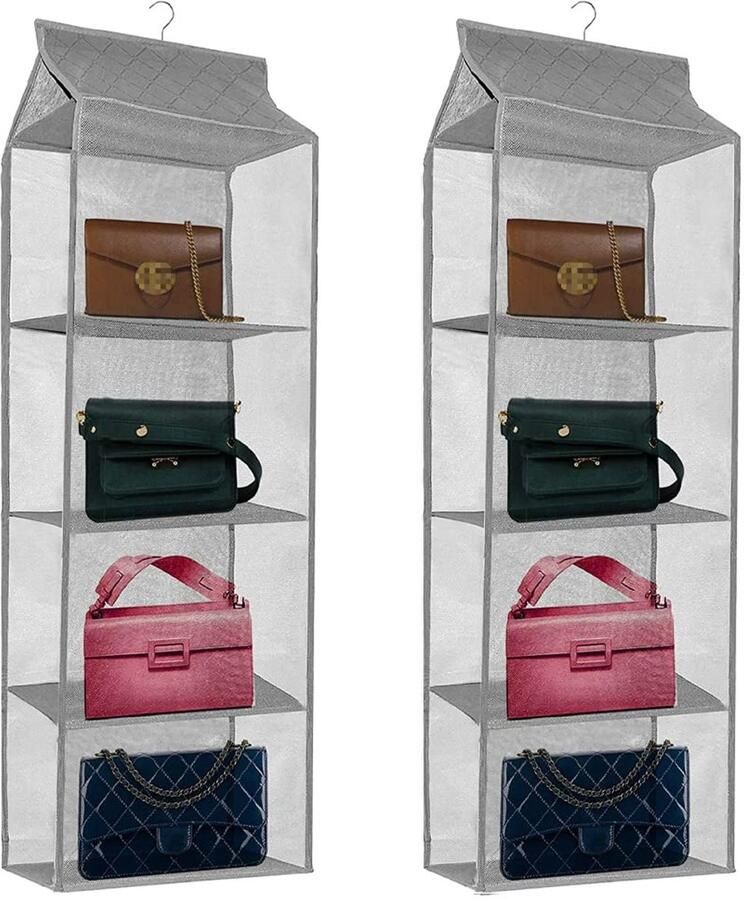 Ibenzoa Opvouwbare Kastorganizer Set van 2 voor Handtassen en Accessoires met Metalen Haken