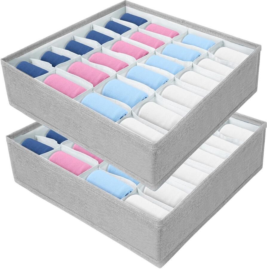 Ibenzoa Opvouwbare Lade-organizer voor Sokken Ondergoed en Accessoires 2 Stuks 24 Vakken Ruimtebesparend Ontwerp