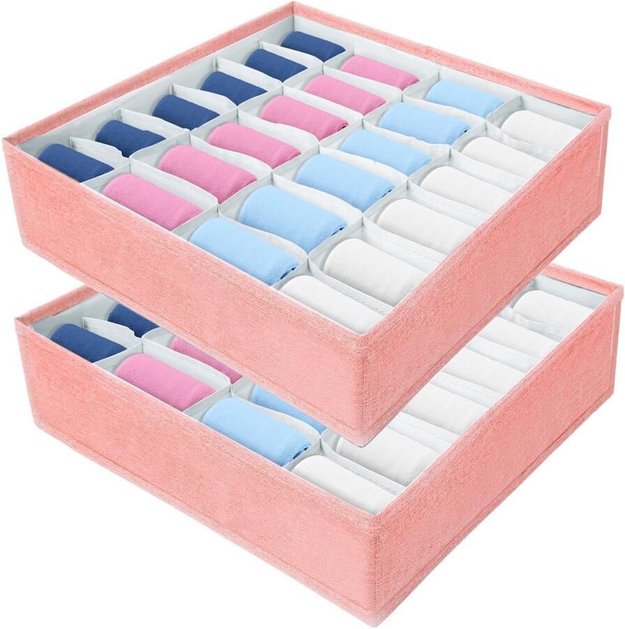 Ibenzoa Opvouwbare Lade-Organizer voor Sokken Ondergoed en Accessoires met 24 Cellen Set van 2 Stuks