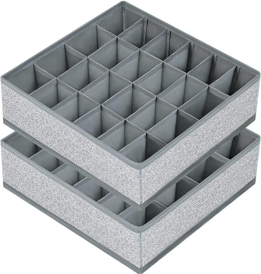 Ibenzoa Opvouwbare Lade Organizers Met 24 Vakken Voor Sokken Ondergoed En Accessoires Set Van 2
