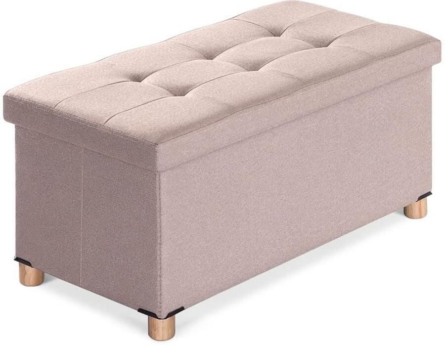 Ibenzoa Opvouwbare zitbank met opbergruimte multifunctionele zitkruk en voetenbank in elegant beige