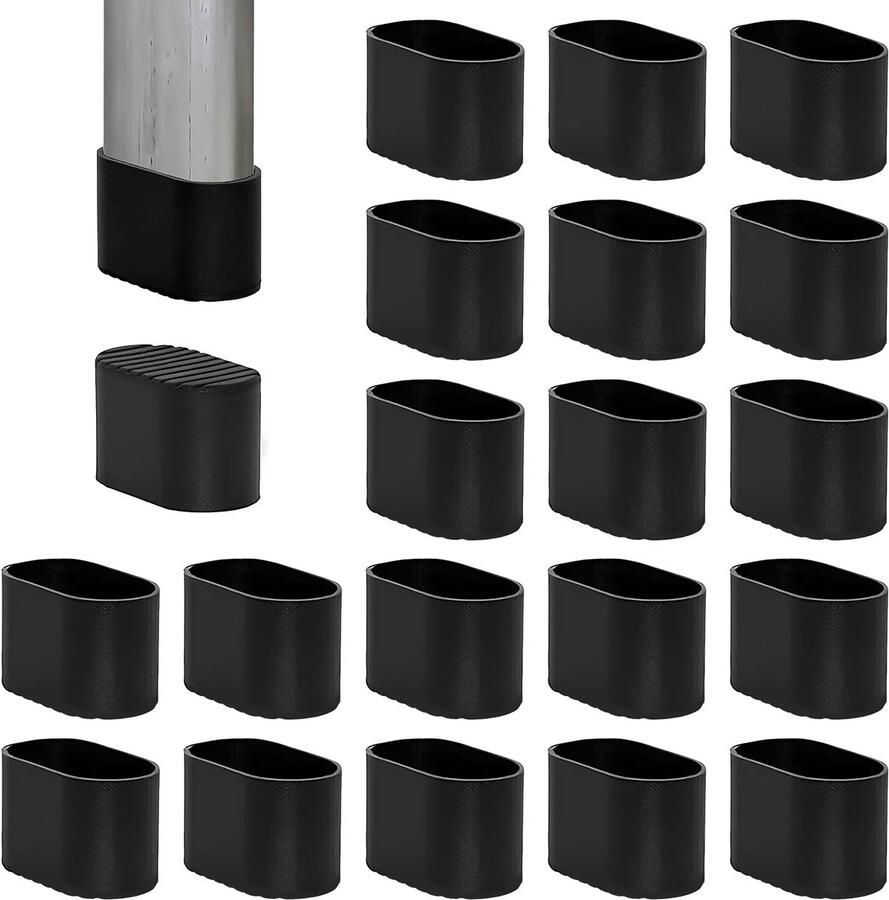 Ibenzoa Ovale Stoelpootbeschermers Set van 20 Stuks Kunststof Beschermkappen voor Stoelpoten 50 x 25 mm
