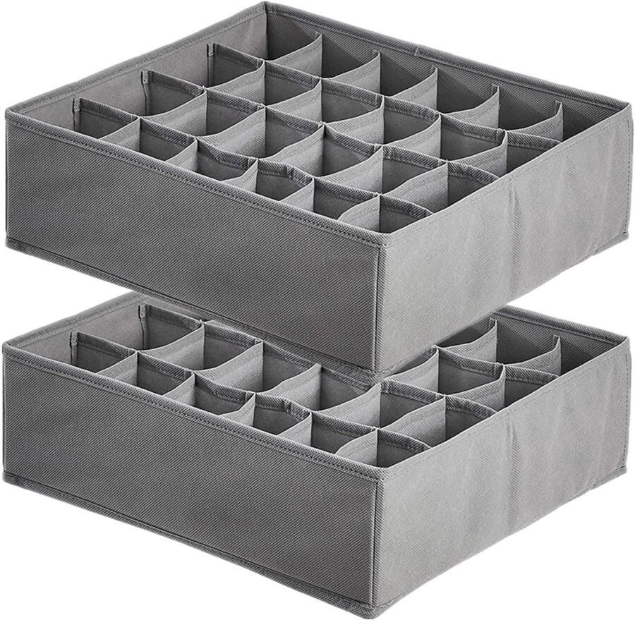 Ibenzoa Praktische Opbergdozen Set voor Sokken en Accessoires met 24 Vakken Opvouwbaar en Ruimtebesparend