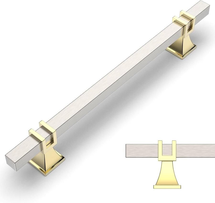 Ibenzoa Premium Nikkel-Goud Meubelgrepen Set 10 Stuks 160mm Schroefafstand