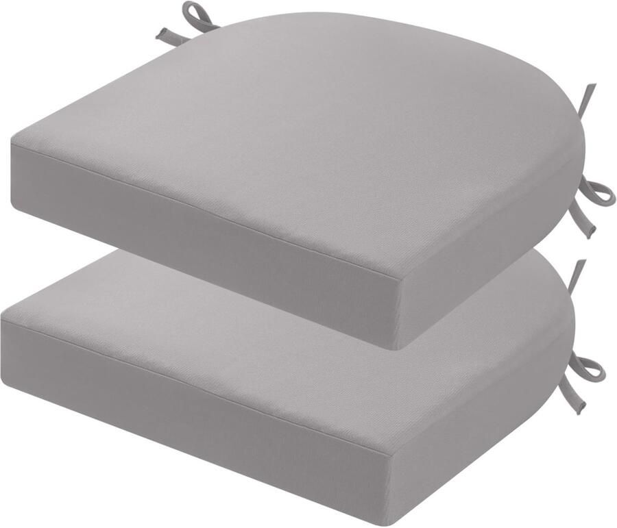 TheLau Comfortabele Waterbestendige Zitkussenset voor Buitenstoelen 2 Stuks Met Banden en Verwijderbare Hoes