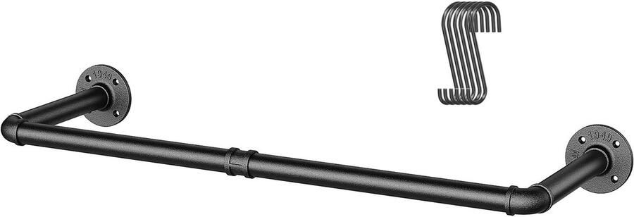 Ibenzoa Retro Industriële Wandgemonteerde Kledingstang van Zwart Metaal 92 cm Met Afneembare Basis voor Ruimtebesparing