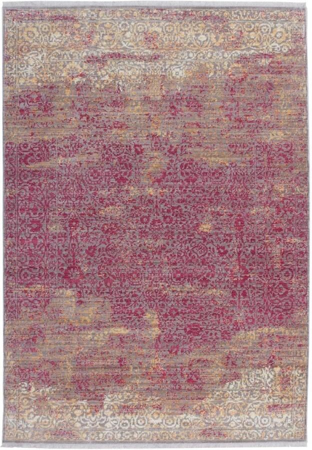 Ibenzoa Retro Pool Vloerkleed Rood Beige Franje Zigzag 80x150 cm – Klassiek Design