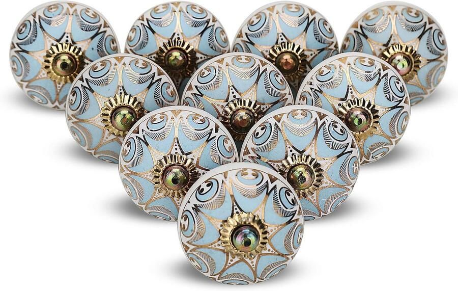 Ibenzoa Retro Turquoise Keramische Knop Set 4 Stuks Vintage Design