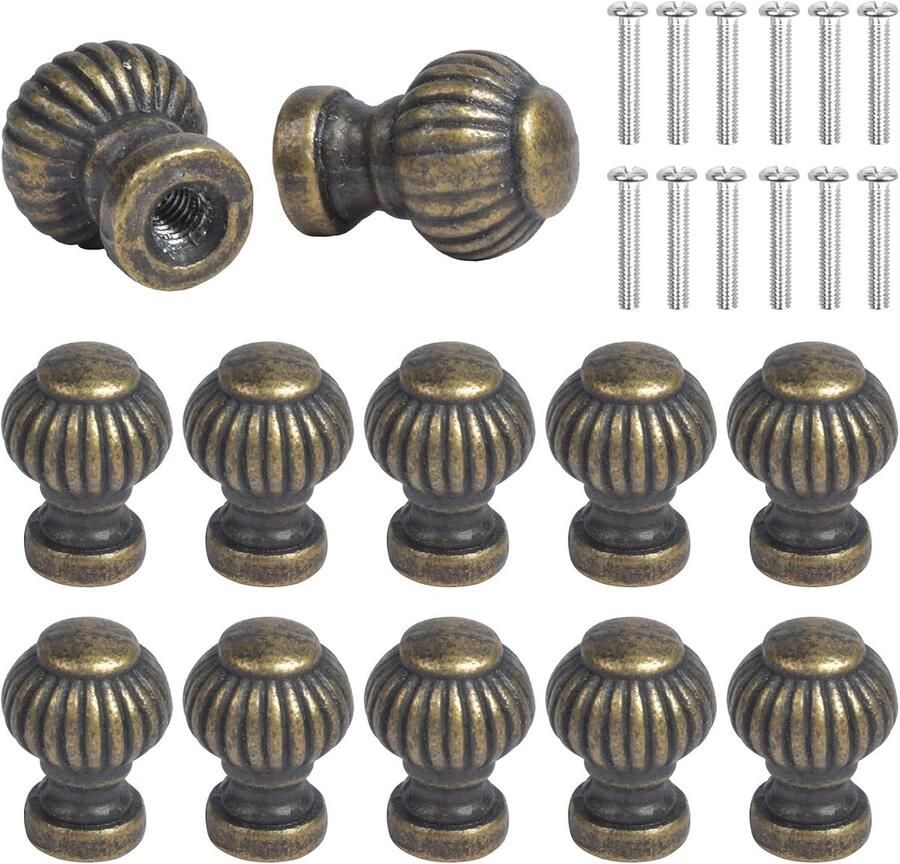 Ibenzoa Retro Vintage Bronzen Meubelknoppen Set van 12 Stuks Groottes en Stijlen