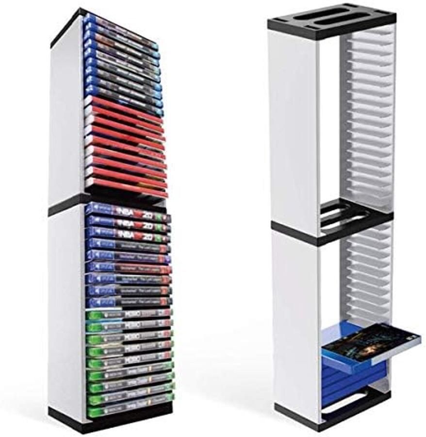 Ibenzoa Robuuk CD DVD Opbergplank: Duurzame Opslag voor Tot 36 Speldiscs – Wit Zwart