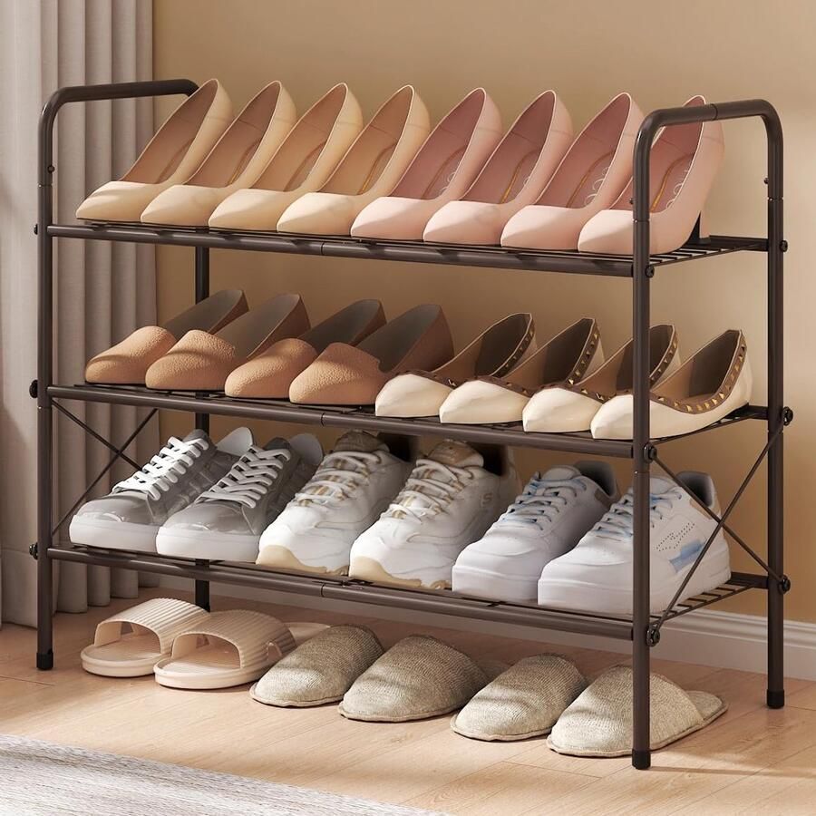 Ibenzoa Robuust Metalen Schoenenrek met Drie Niveaus Ideaal voor Organisatie