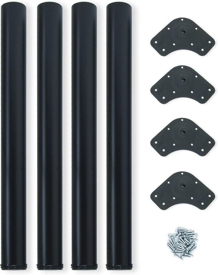 Ibenzoa Robuuste en Verstelbare Stalen Tafelpoten Zwart Gelakt Ø60x710mm