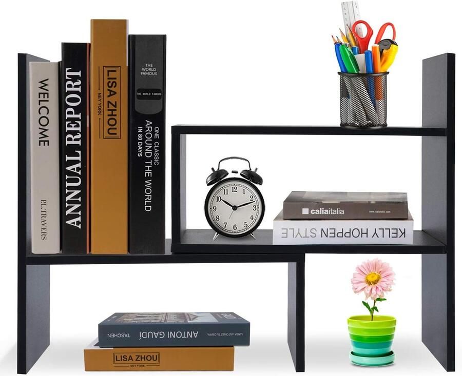 Ibenzoa Robuuste Houten Boekenkast met Aanpasbare Planken Multifunctioneel Design