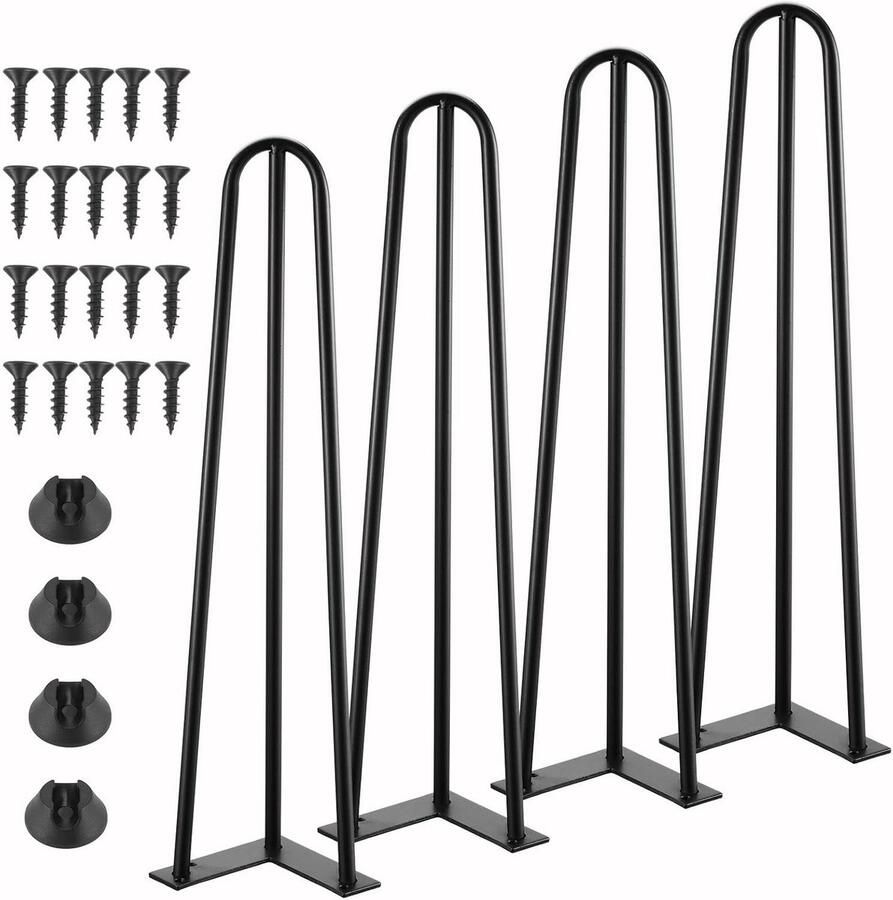 Ibenzoa Robuuste Industriële Tafelpoten Set Vier Stuks 50cm Zwart