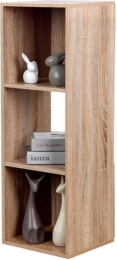 Ibenzoa Robuuste Kubusboekenkast met 3 Vakken – Multifunctioneel Opbergmeubel voor Thuis en Kantoor