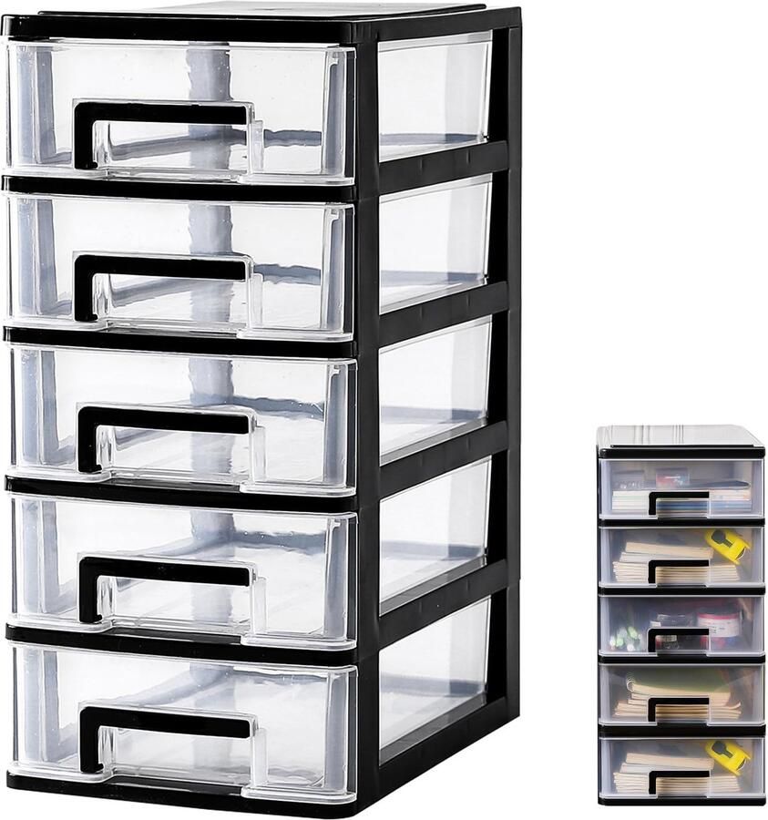 Ibenzoa Robuuste Kunststof Ladekast met Transparante Deuren Ideaal voor Kantoor en Thuisopslag