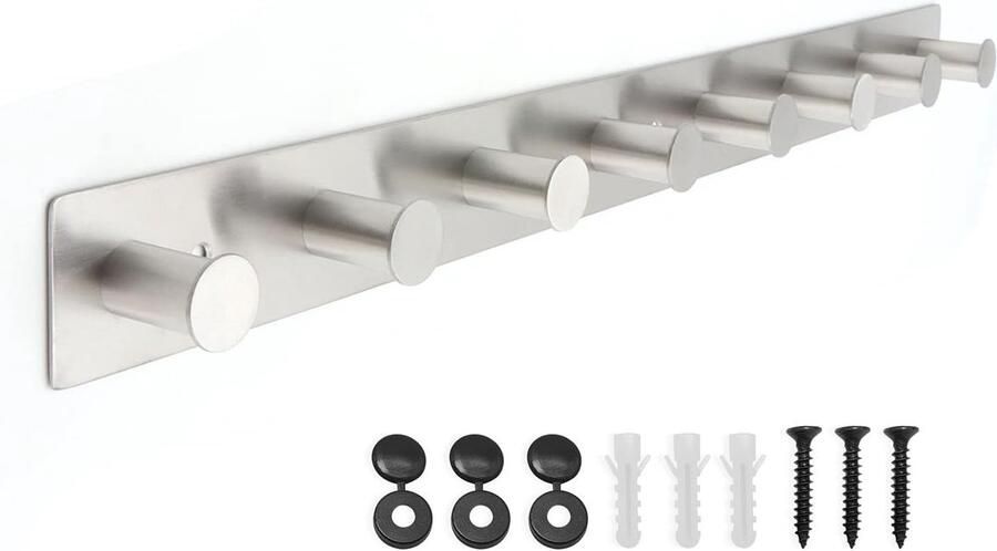 Ibenzoa Robuuste RVS Wandkapstok met 8 Haken Geschikt voor Kledingstukken