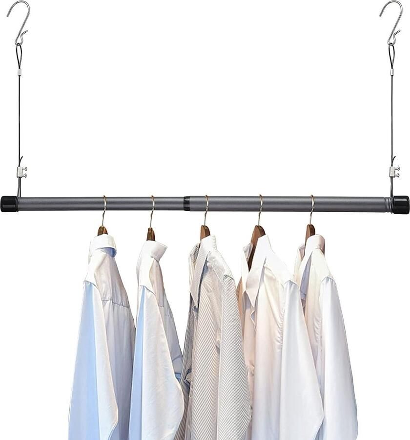 Ibenzoa Robuuste Telescoop Kledingroede van Zwart Staal Verstelbaar 38 tot 63 cm