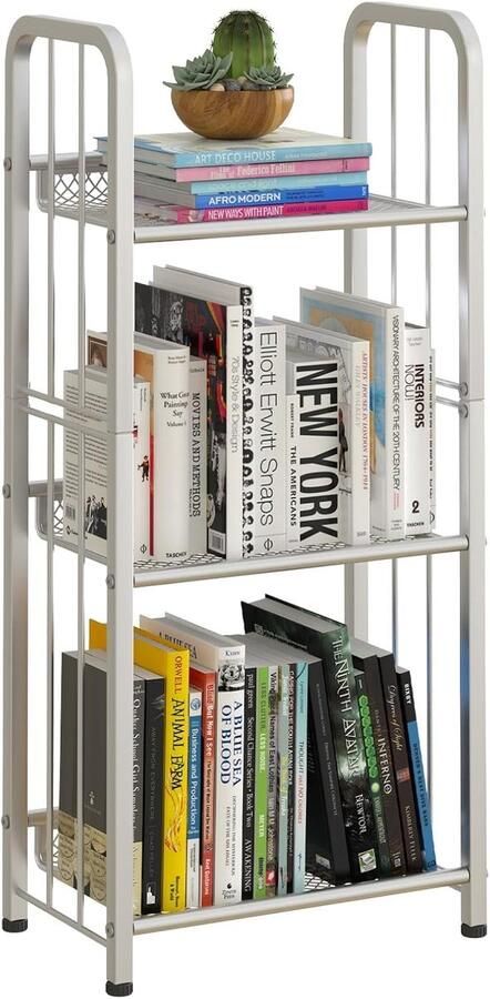 Ibenzoa Robuuste Vrijstaande Boekenkast van Metaal met Verrijdbare Planken Multifunctioneel en Stijlvol