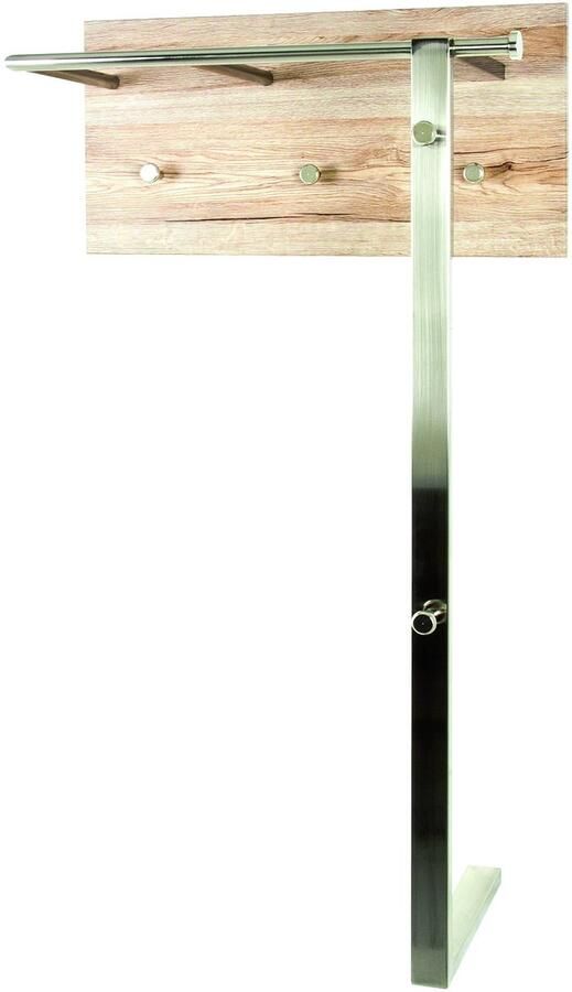 Ibenzoa Robuuste Wandkapstok van Roestvrij Staal met Eiken San Remo Paneel 60cm x 107cm