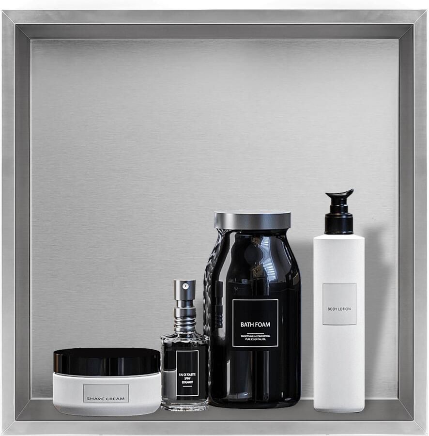 Ibenzoa Roestvrijstalen Douchenis met Ingebouwde Wandopslag voor Badkamer en Keuken