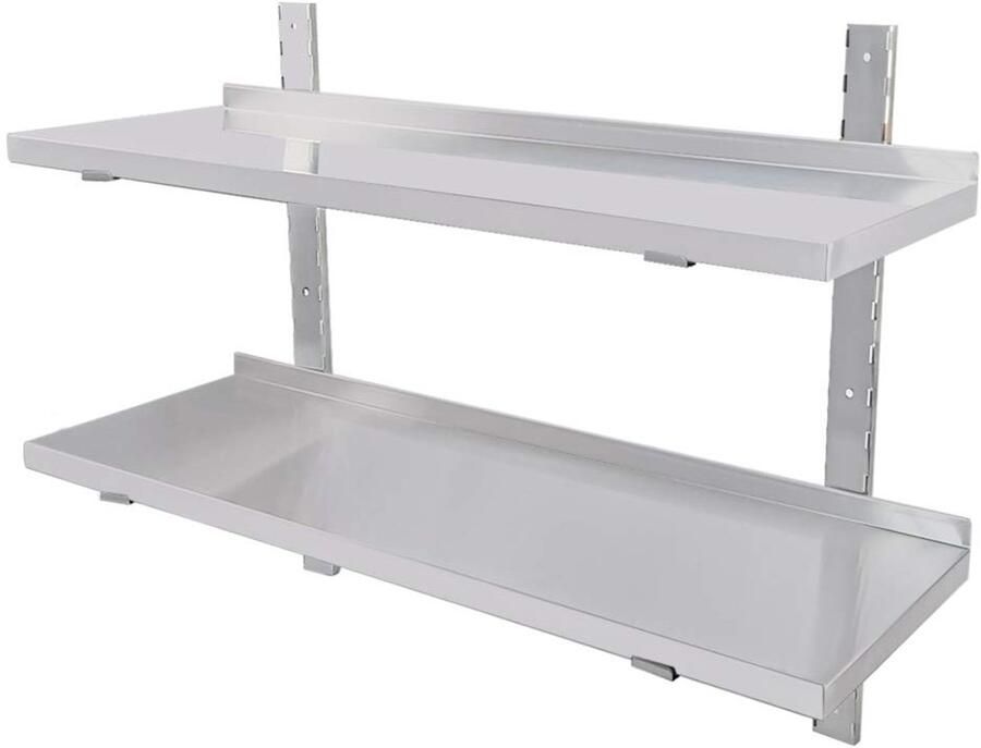 Ibenzoa roestvrijstalen wandplank met twee niveaus voor veelzijdig gebruik