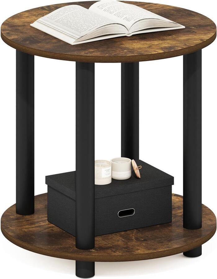 Ibenzoa Ronde bijzettafel met twee niveaus en elegant ontwerp voor woonruimte