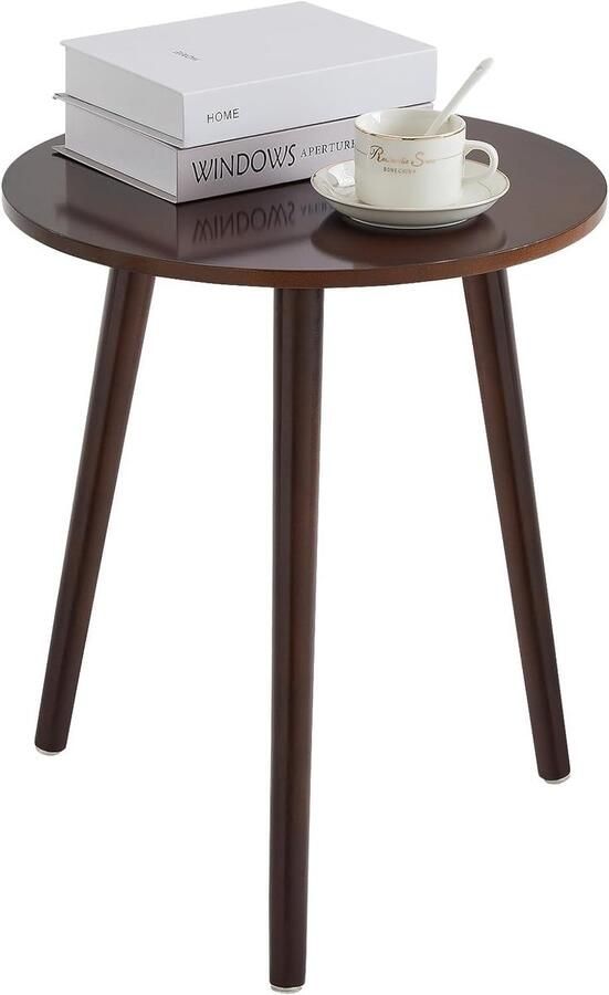 Ibenzoa Ronde Houten Bijzettafel met Verchroomde Poten Diameter 42cm
