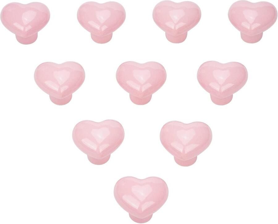 Ibenzoa Roze Keramische Hartvormige Meubelknoppen Set van 10 voor Kasten en Deuren