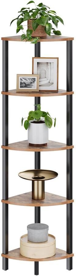 Ibenzoa Ruim Hoekrek met 5 Niveaus voor Woonkamer en Keuken in Vintage Stijl