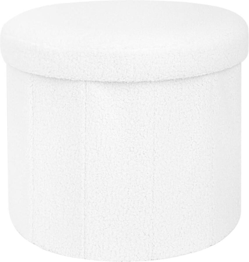 Ibenzoa Ruime en Comfortabele Witte Voetenbank met Opbergruimte en Ronde Zitting voor Elk Interieur