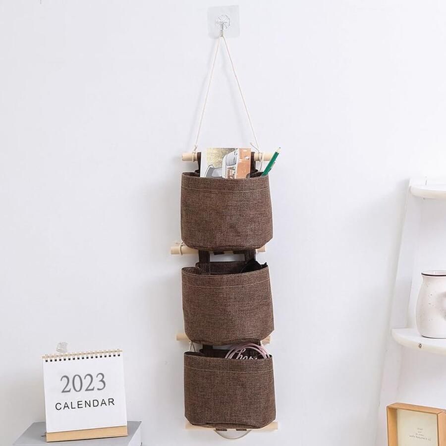 Ibenzoa Ruime Hangende Textiel Organizer met Drie Grote Compartimenten Multifunctioneel en Draagbaar