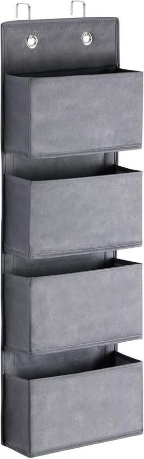 Ibenzoa Ruime Houten Ophangsysteem met Vier Verstelbare Vakken en Sterke Metalen Haken Perfect voor Garderobe of Kledingkast