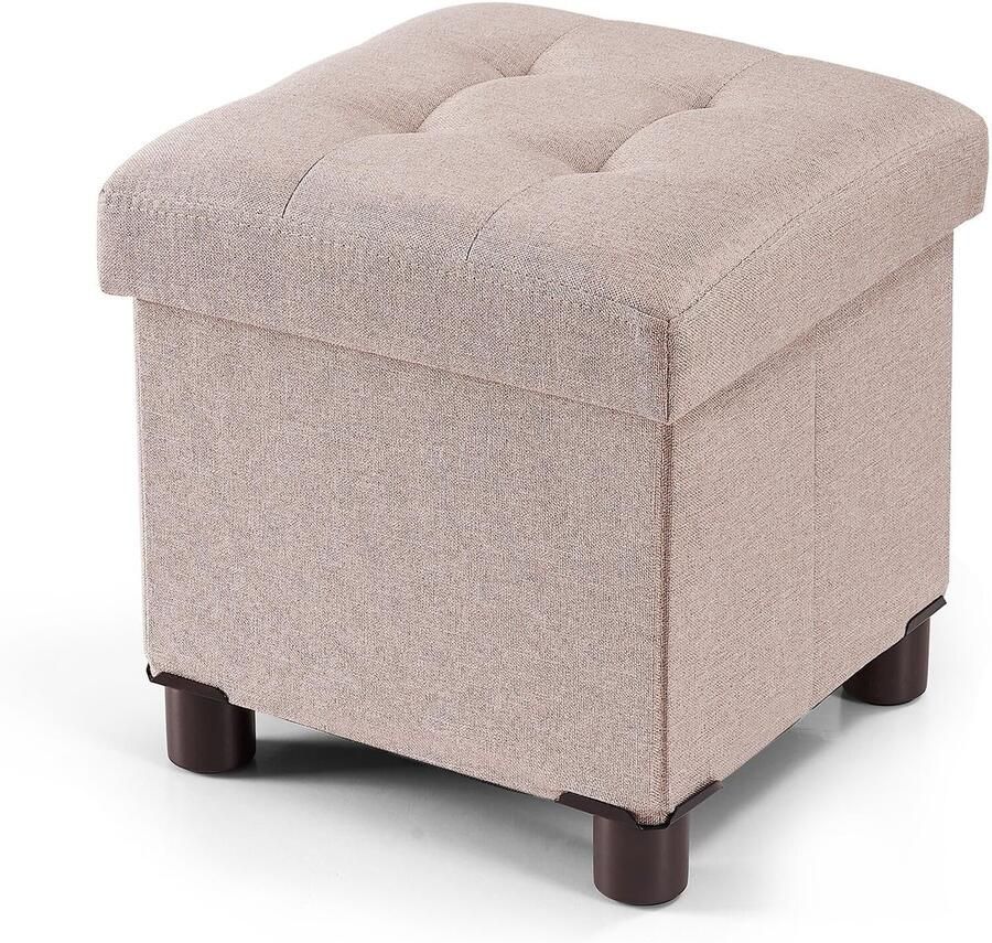 Ibenzoa Ruime Opvouwbare Kruk met Opbergdoos Kaki 32 x 32 x 32 5 cm