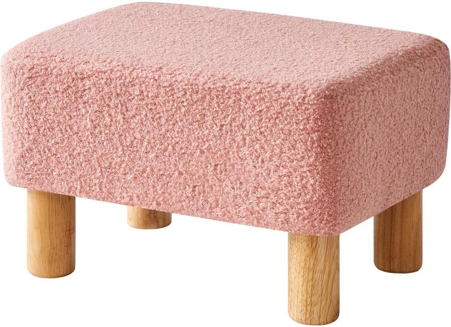 Ibenzoa Ruime Rechthoekige Voetenbank van Zachte Teddy Fluweel met Houten Poten Perfect voor Woonkamer en Slaapkamer