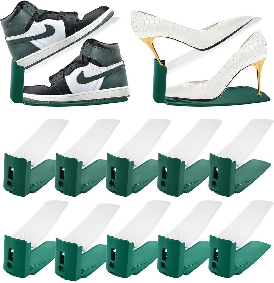 Ibenzoa Ruime Schoenenopslagset – 10 Stuks Verstelbaar 3-Traps Schoenenrek voor Efficiënte Opslag