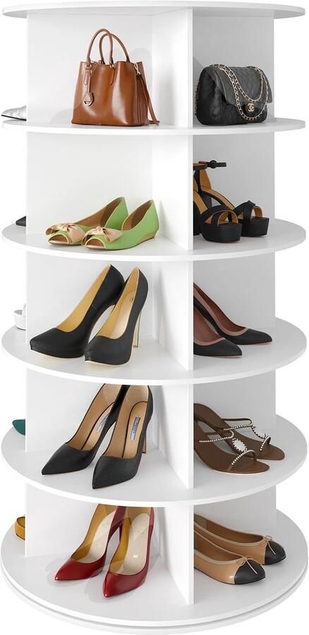 Ibenzoa Ruimtebesparend draaibaar schoenenrek met vijf niveaus voor accessoires