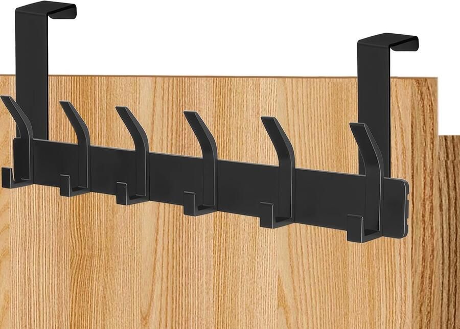 Ibenzoa Ruimtebesparende deurkapstok met zes haken voor kleding en handdoeken