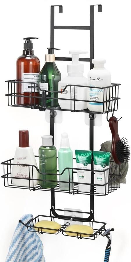 Ibenzoa Ruimtebesparende Doucheplank Zonder Boren Hangend Badkamerrek met Zeepbakje en Opbergruimte